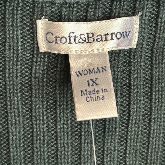 NWT Croft & Barrow Dark Green Quilted Sweater Combo Jacket in Size 1X - Picture 14 of 16